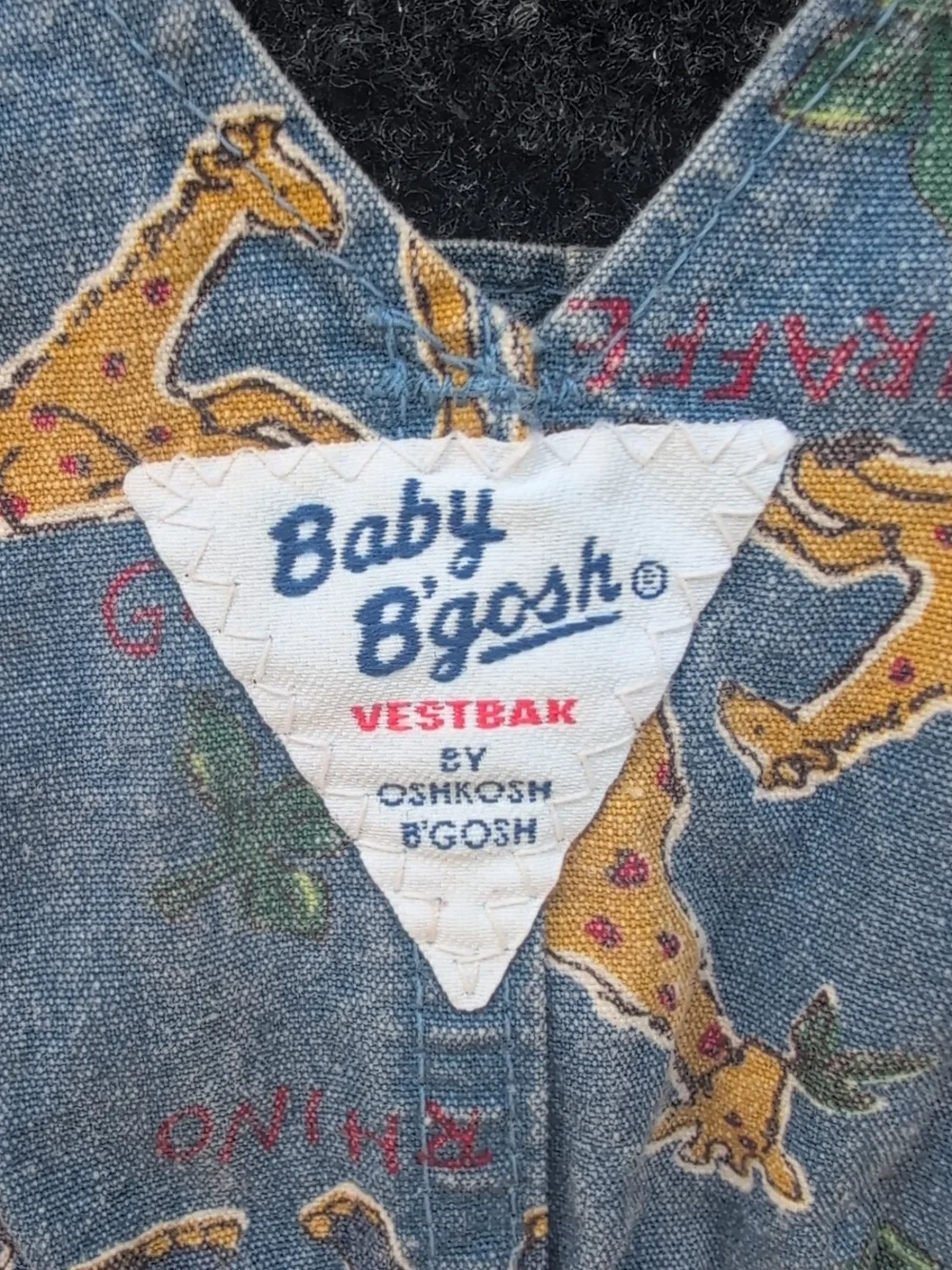 Vtg Osh Kosh BGosh Vestbak Overalls Baby Size 12M Safari Animals Cotton USA